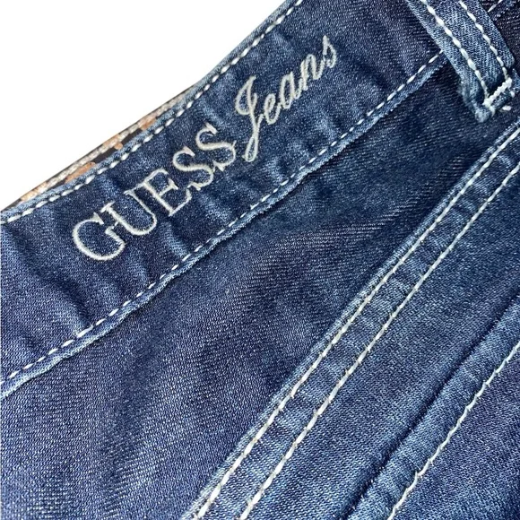 GUESS Jeans Women’s Y2K Distressed Skinny Fit Dark Blue Denim in Size 12 - Picture 4 of 8